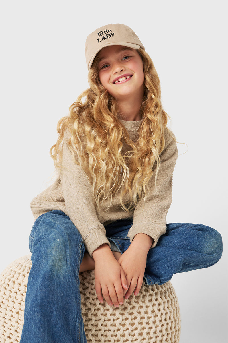 Kids Brentwood Sweatshirt in Stone Bouclé Kids Tan Sweatshirt little lady & petit sailor 