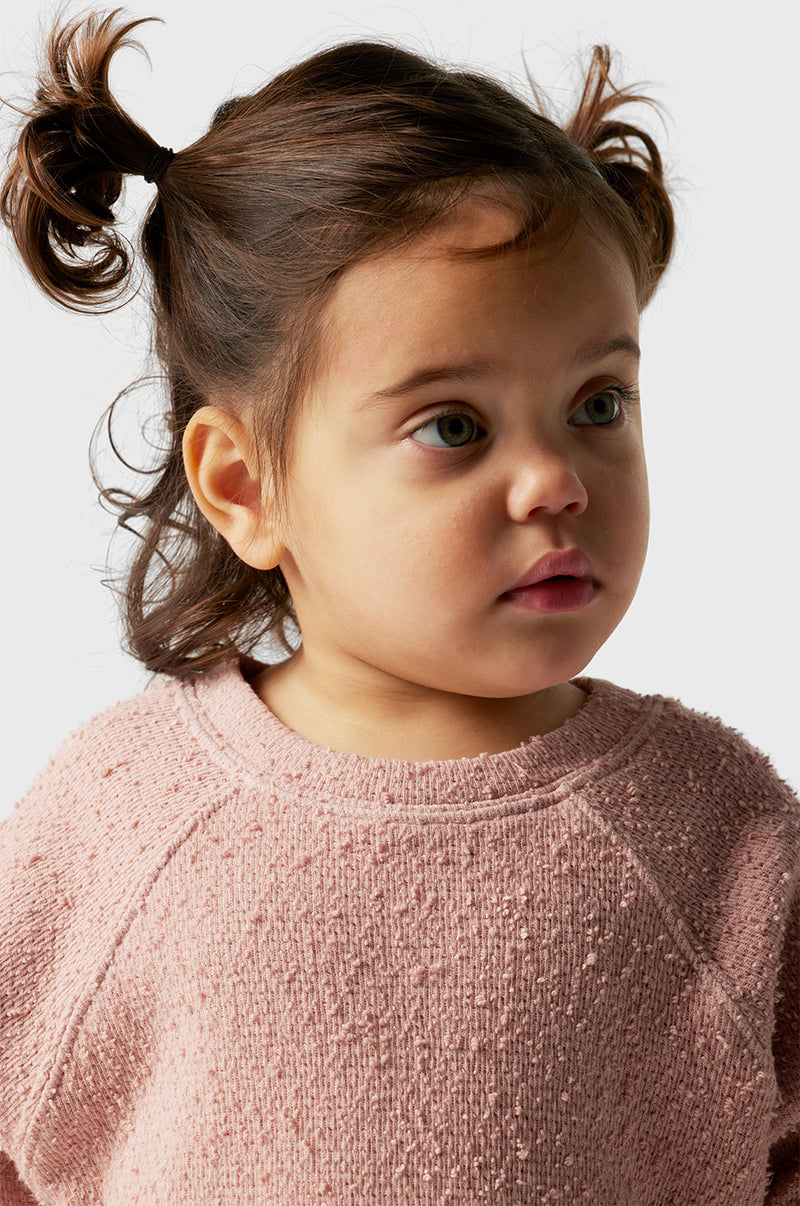 Kids Brentwood Sweatshirt in Petal Bouclé Kids Pink Sweatshirt little lady & petit sailor 