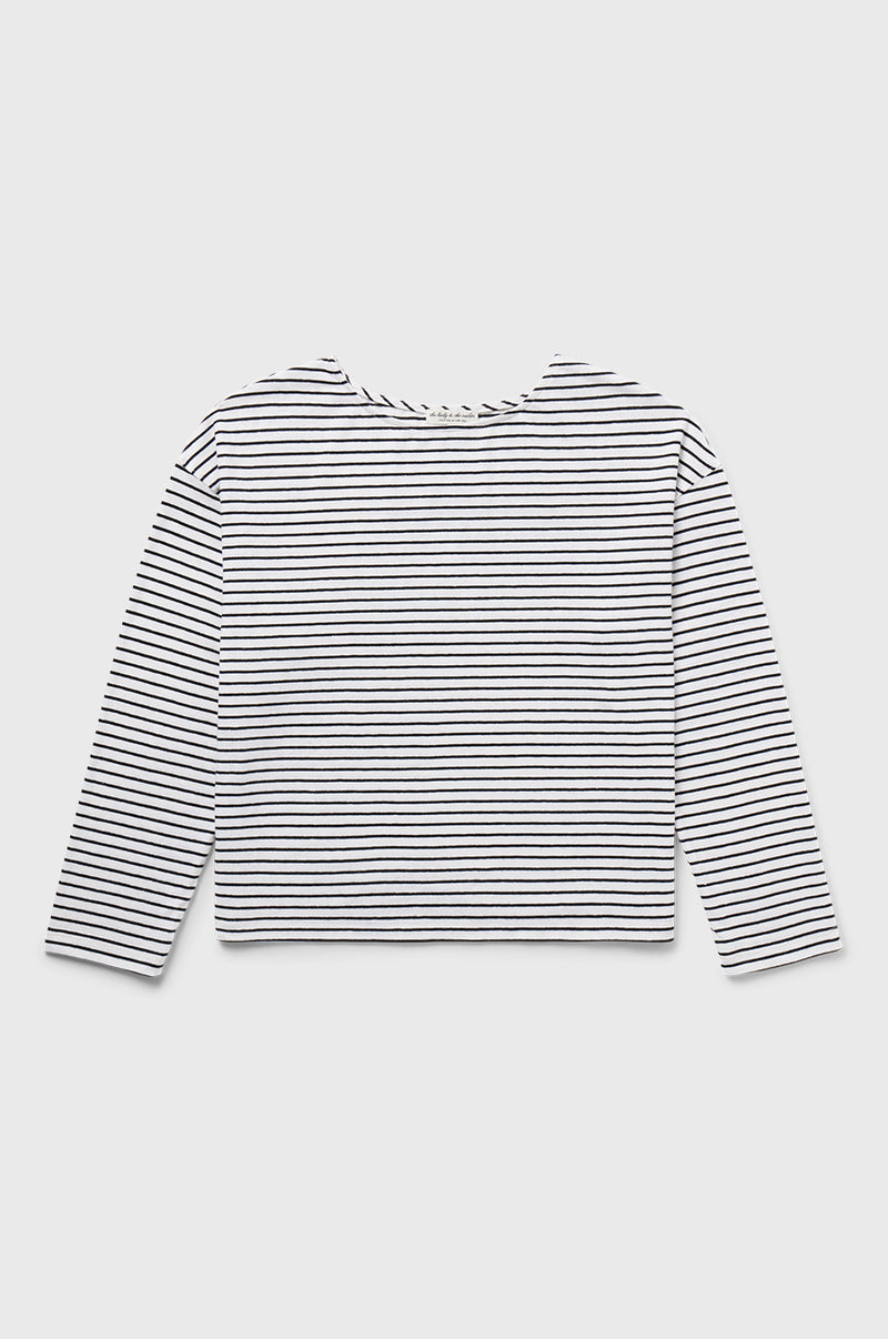 the lady & the sailor Boxy Pullover in Black Stripe.