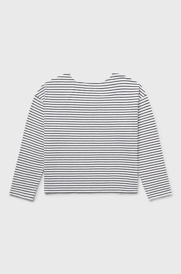 the lady & the sailor Boxy Pullover in Black Stripe.
