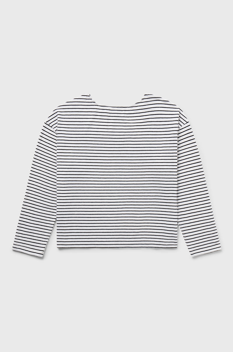 the lady & the sailor Boxy Pullover in Black Stripe.