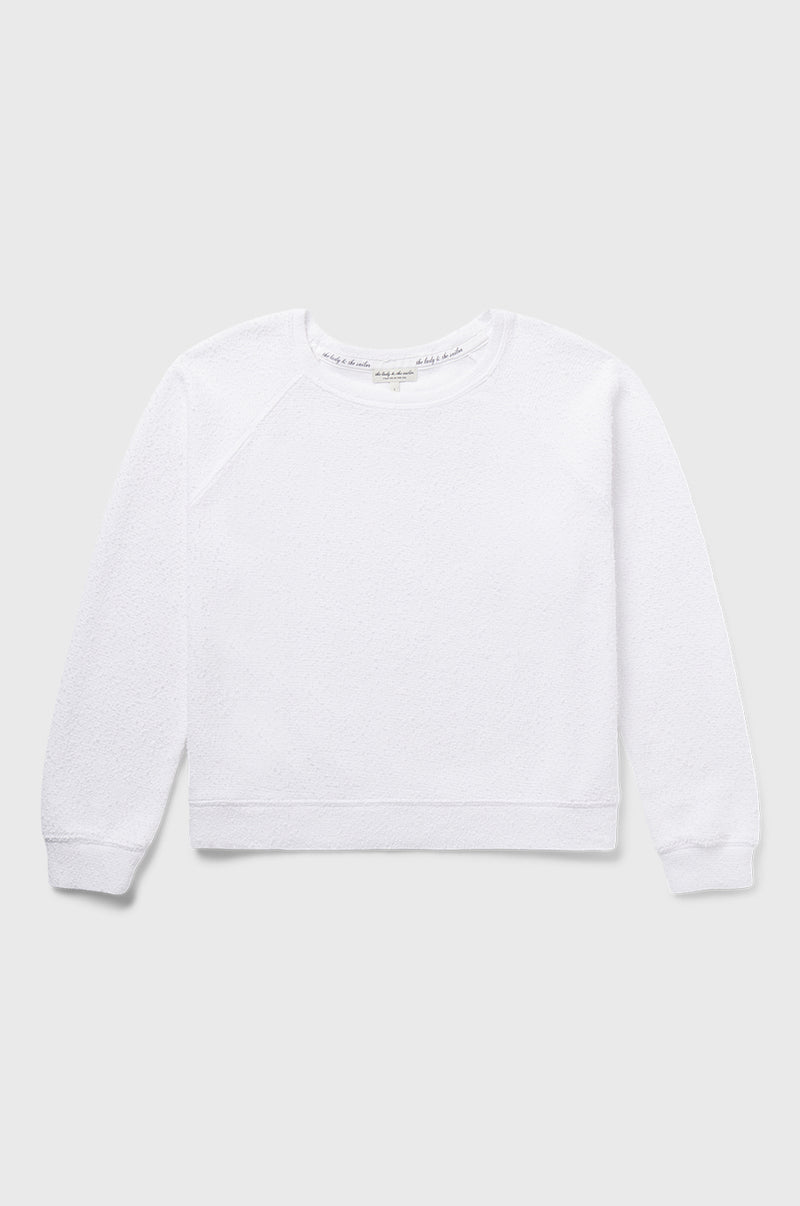 lady & the sailor Brentwood Sweatshirt in White Bouclé.