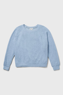 lady & the sailor Brentwood Sweatshirt in Dusty Blue Bouclé.