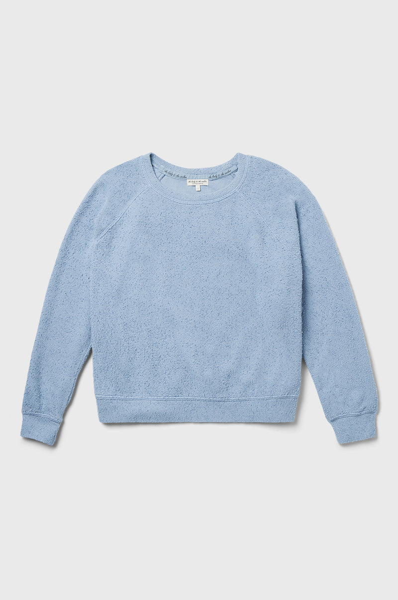 lady & the sailor Brentwood Sweatshirt in Dusty Blue Bouclé.