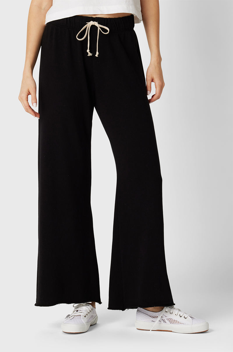 Black Cotton Long Flare Pants