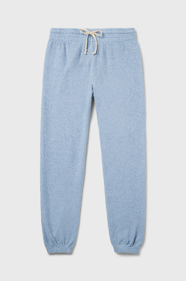 lady & the sailor Full Length Vintage Sweatpant in Dusty Blue Bouclé.
