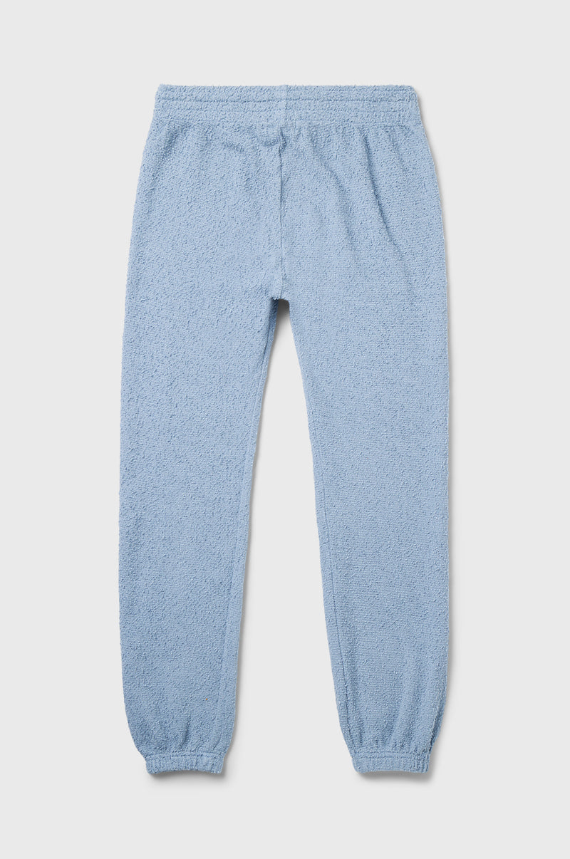 lady & the sailor Full Length Vintage Sweatpant in Dusty Blue Bouclé.