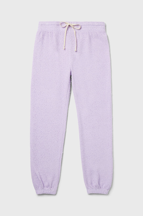lady & the sailor Full Length Vintage Sweatpant in Lilac Bouclé.