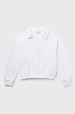 the lady & the sailor Polo Sweatshirt in White Bouclé.