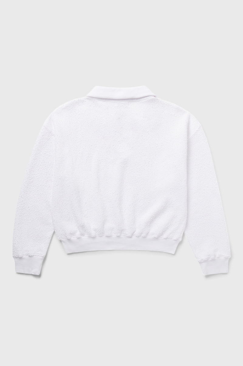 the lady & the sailor Polo Sweatshirt in White Bouclé.