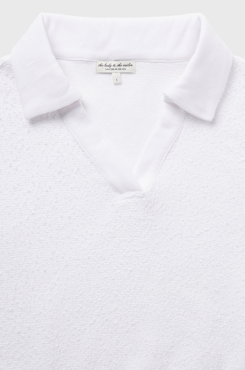 the lady & the sailor Polo Sweatshirt in White Bouclé.