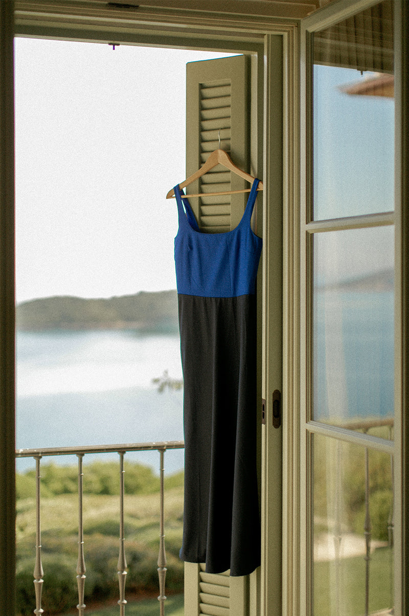 the lady & the sailor Charlie Dress in Cobalt & Navy.