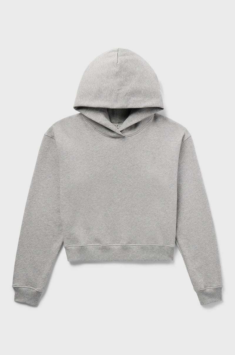 the lady & the sailor Cropped Hoodie in Heather Grey Fleece.