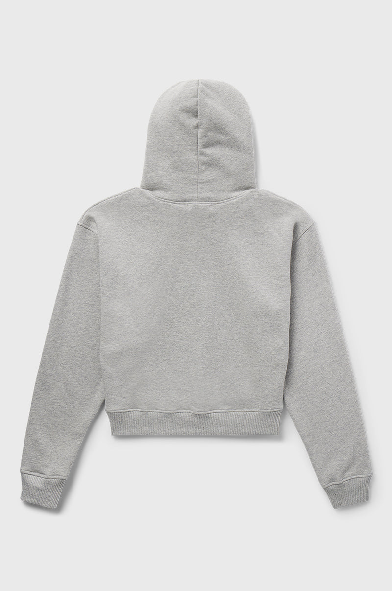 the lady & the sailor Cropped Hoodie in Heather Grey Fleece.