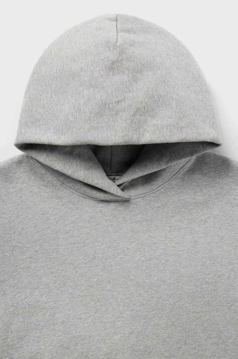 the lady & the sailor Cropped Hoodie in Heather Grey Fleece.