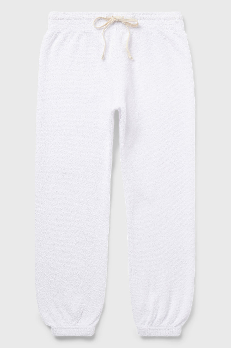 the lady & the sailor Vintage Sweatpant in White Bouclé.