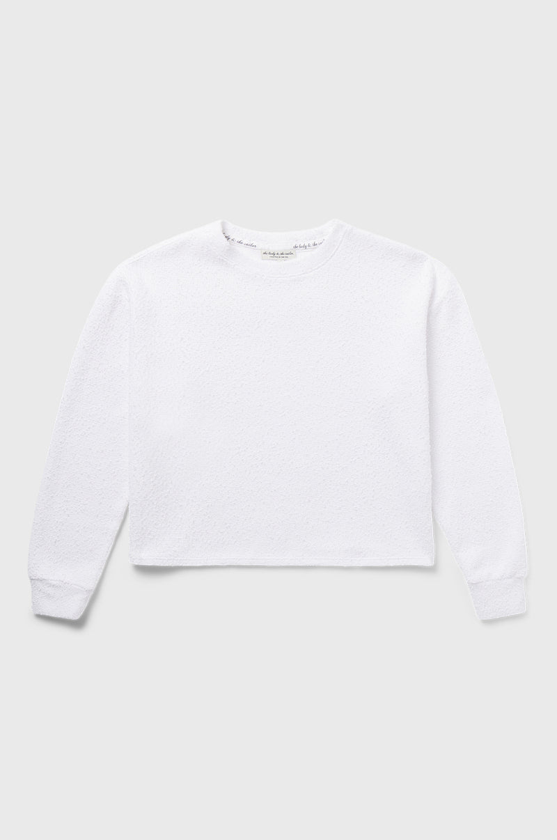 the lady & the sailor Vintage Sweatshirt in White Bouclé.