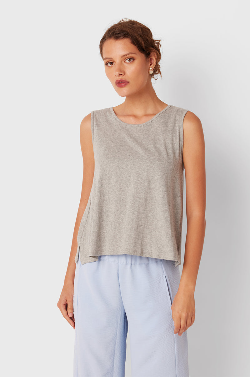 Relaxed Swing Tank, Heather Grey